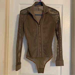 Mesh zip front body suit